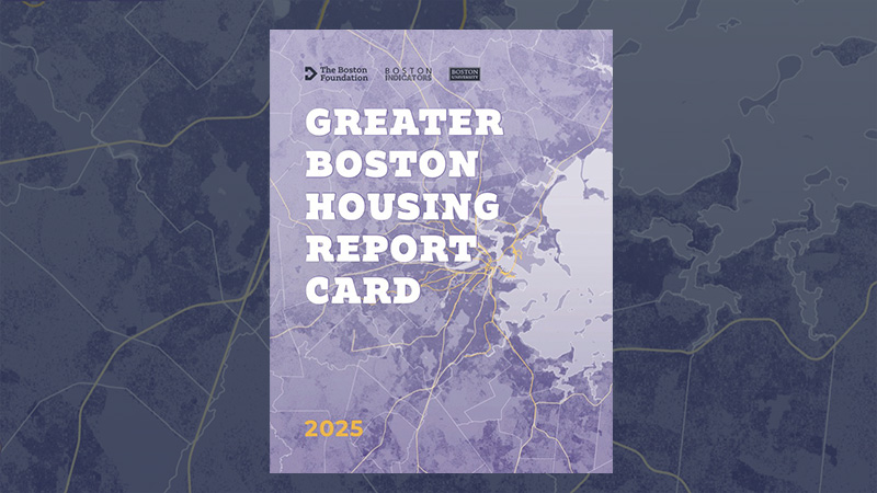 Greater Boston Housing Report Card 2025 cover on a map background